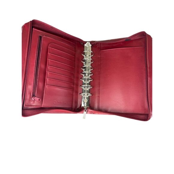Franklin Covey Classic 7-Ring Planner Faux Leather Red With Handles - Picture 6 of 7